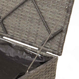 Cushion Box with Storage Grey 50 x 50 x 50 cm Poly Rattan - Low Angle