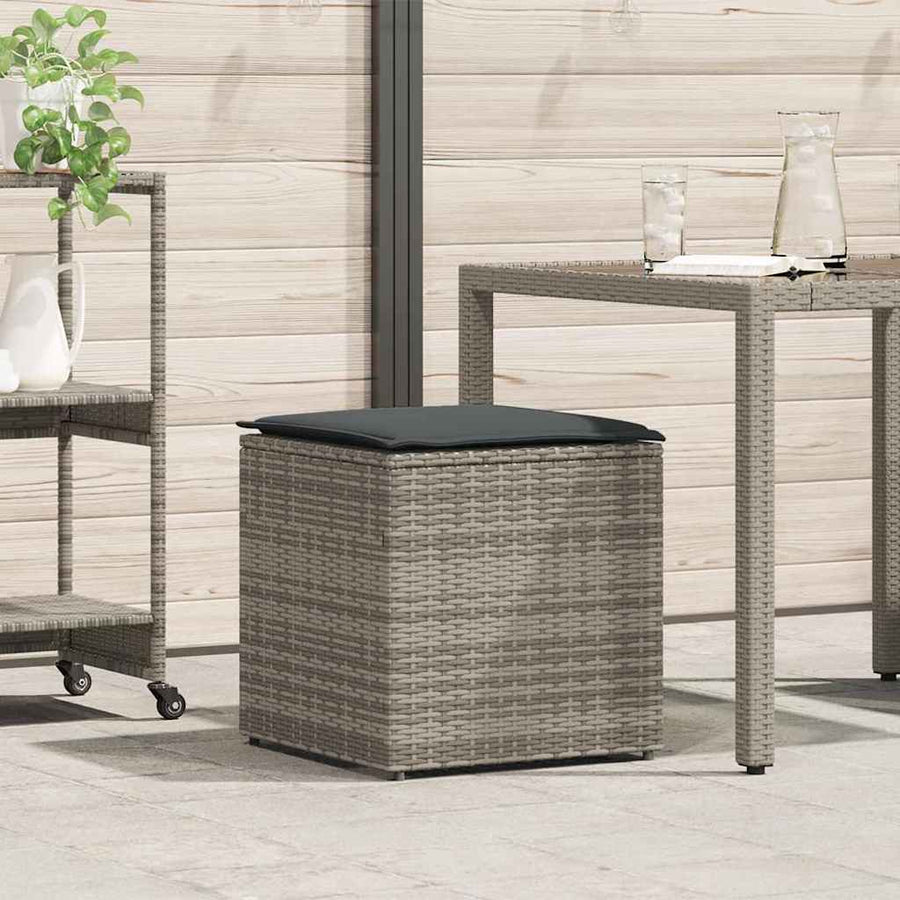 Cushion Box with Storage Grey 50 x 50 x 50 cm Poly Rattan