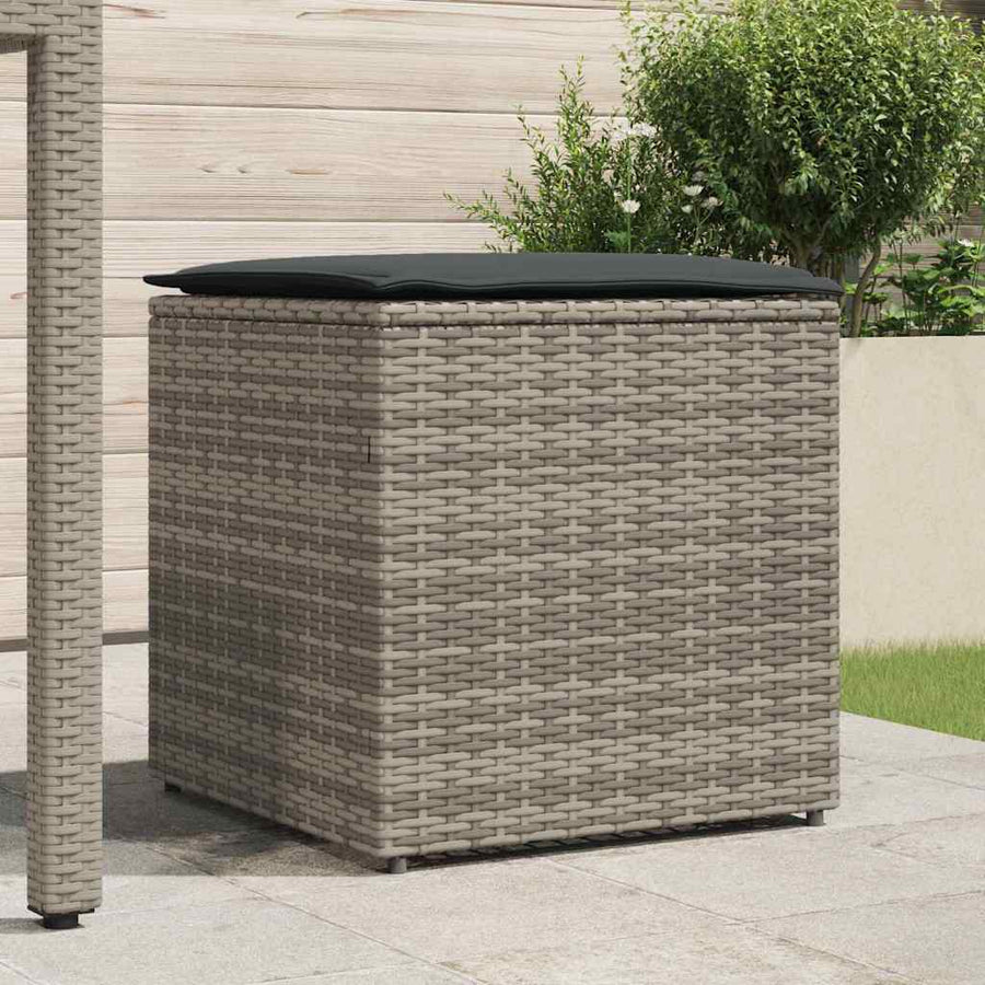 Cushion Box with Storage Grey 50 x 50 x 50 cm Poly Rattan