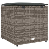 Cushion Box with Storage Grey 50 x 50 x 50 cm Poly Rattan - Close-Up Angle