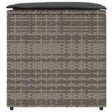 Cushion Box with Storage Grey 50 x 50 x 50 cm Poly Rattan - 45-Degree Angle