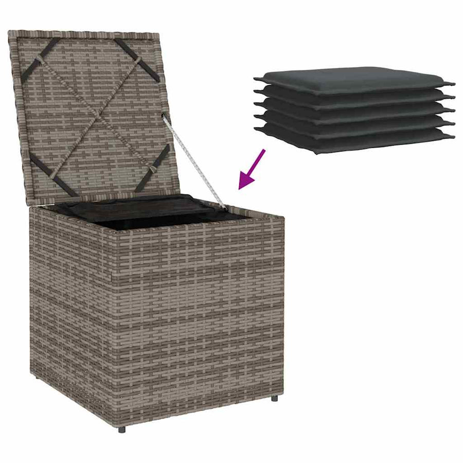 Cushion Box with Storage Grey 50 x 50 x 50 cm Poly Rattan