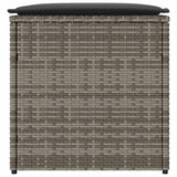 Cushion Box with Storage Grey 50 x 50 x 50 cm Poly Rattan - Rear View