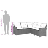 L-shaped Couch Sofa with Cushions Black Poly Rattan - Low Angle