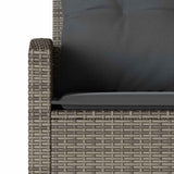L-shaped Couch Sofa with Cushions Grey Poly Rattan - Rear View