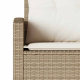 L-shaped Couch Sofa with Cushions Beige Poly Rattan - Rear View