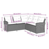 L-shaped Couch Sofa with Cushions Beige Poly Rattan