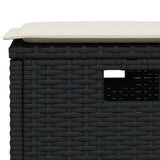 5 Piece Garden Dining Set with Cushions Black Poly Rattan