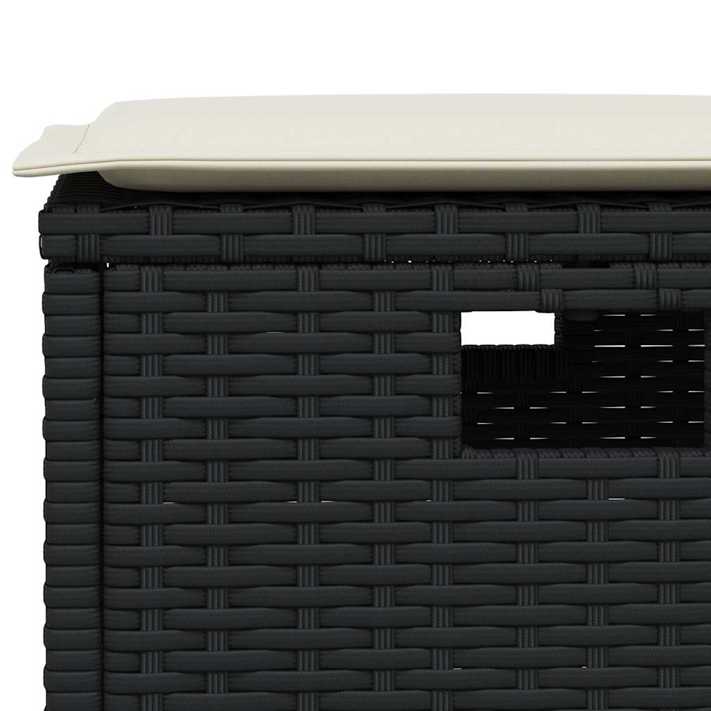 5 Piece Garden Dining Set with Cushions Black Poly Rattan