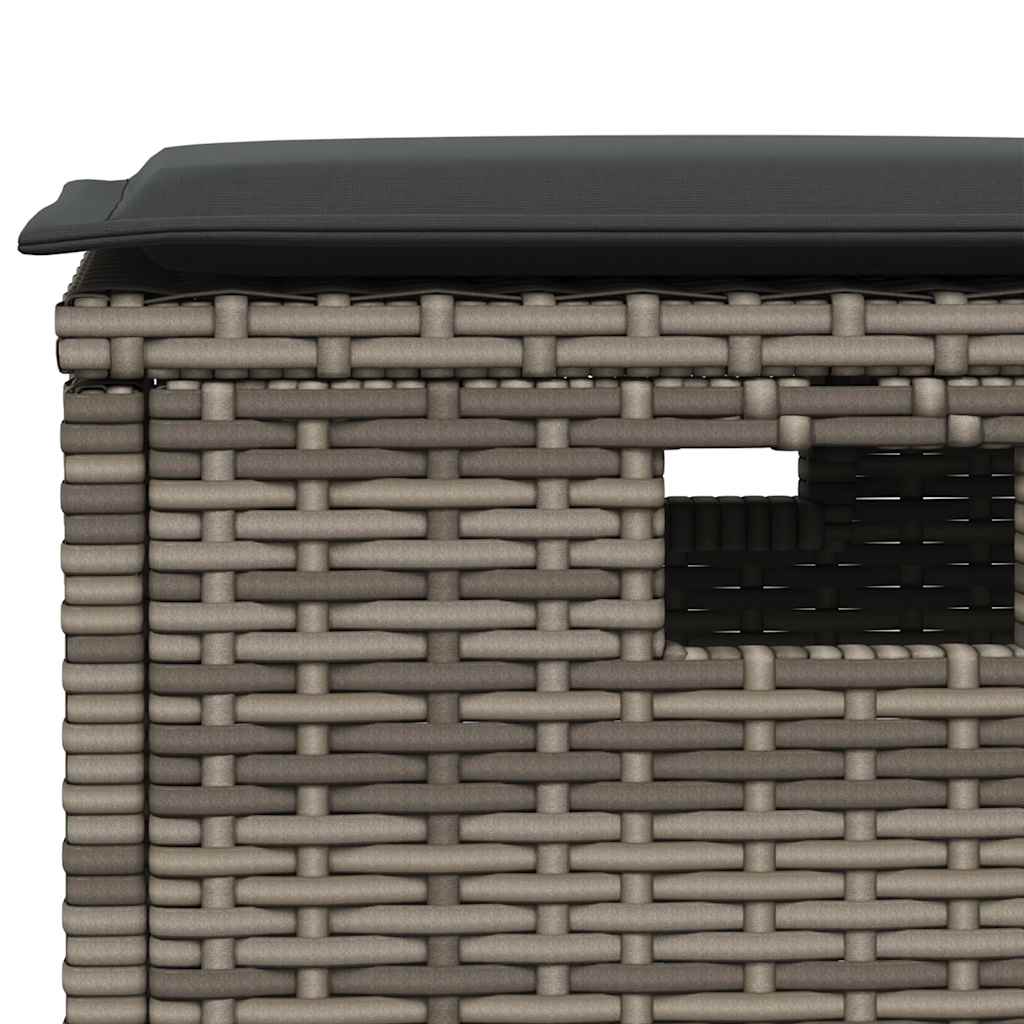 5 Piece Garden Dining Set with Cushions Grey Poly Rattan