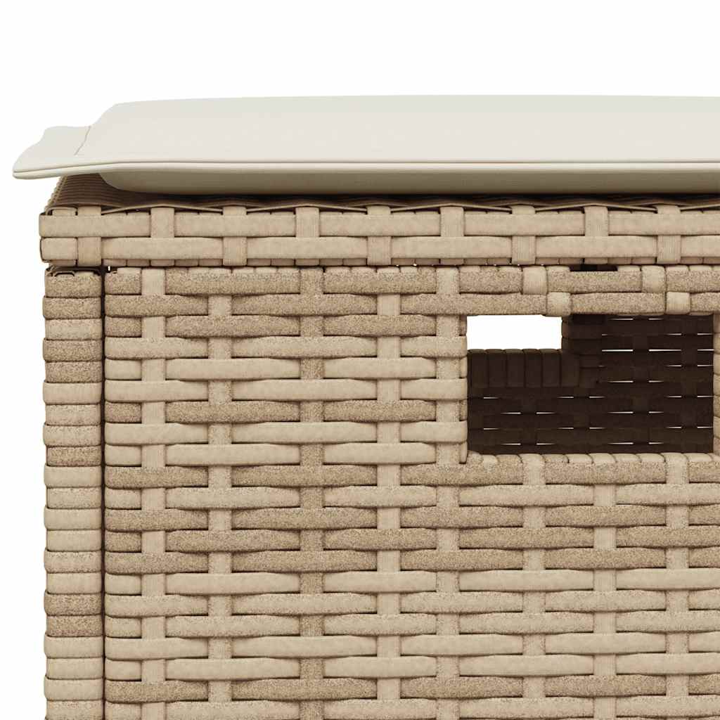 5 Piece Garden Dining Set with Cushions Beige Poly Rattan