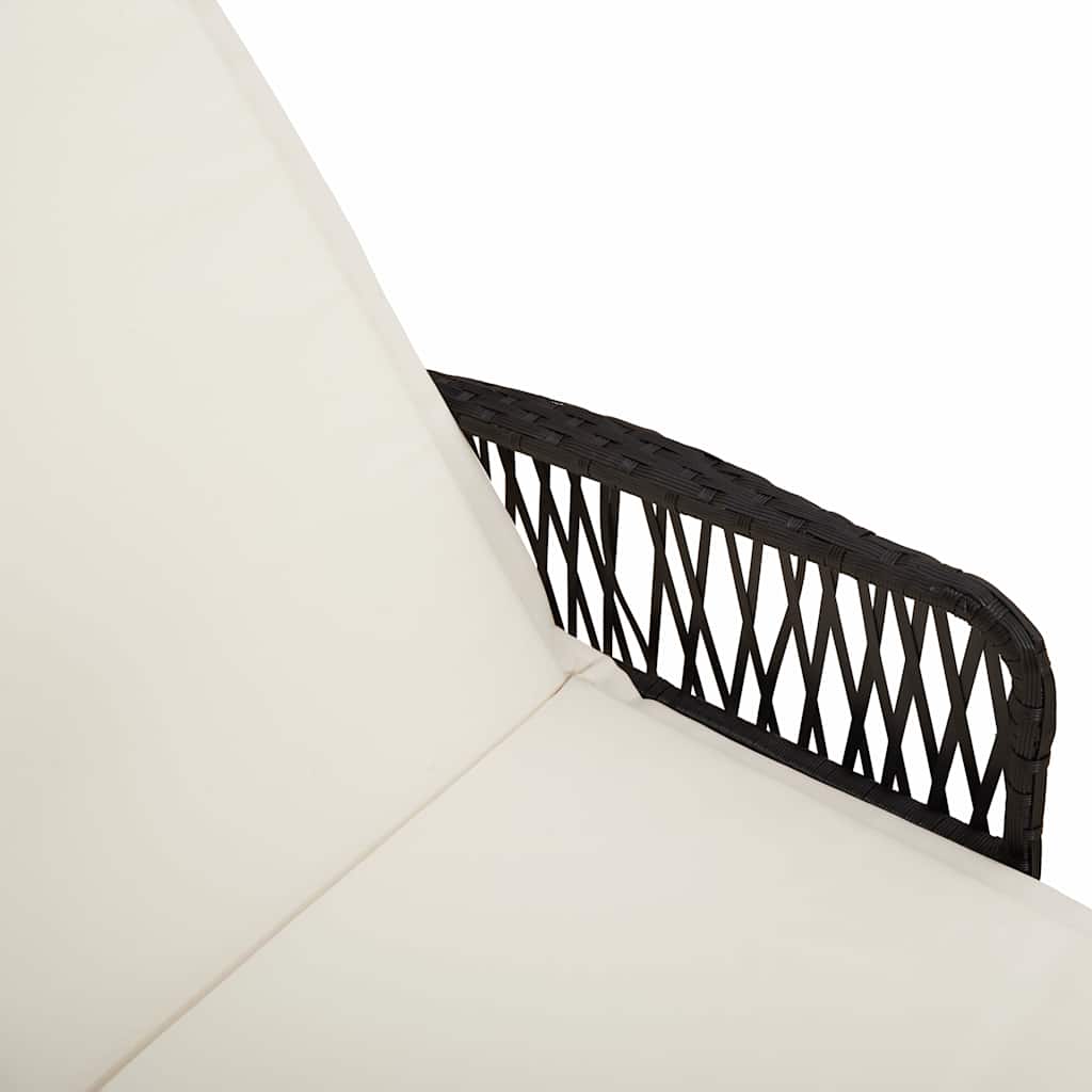 Sun Lounger Poly Rattan Black and Cream White