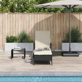 Sun Lounger Poly Rattan Black and Cream White