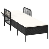 Sun Lounger Black and Cream White 55 x 200 x 92 cm Poly Rattan