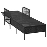 Sun Lounger Black and Cream White 55 x 200 x 92 cm Poly Rattan
