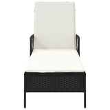 Sun Lounger Black and Cream White 55 x 200 x 92 cm Poly Rattan