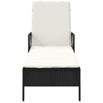 Sun Lounger Poly Rattan Black and Cream White