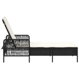 Sun Lounger Black and Cream White 55 x 200 x 92 cm Poly Rattan