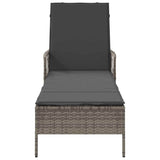 Sun Lounger Grey and Dark Grey 200 x 55 x 92 cm Poly Rattan - Rear View