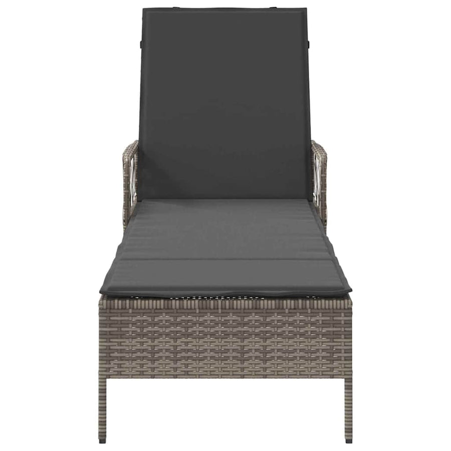 Sun Lounger Poly Rattan Grey and Dark Grey