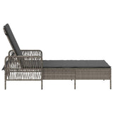 Sun Lounger Grey and Dark Grey 200 x 55 x 92 cm Poly Rattan