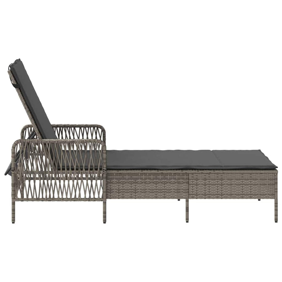 Sun Lounger Poly Rattan Grey and Dark Grey