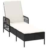 Sun Lounger 3 pcs Black and Cream White 55 x 200 x 92 cm