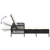 Sun Lounger 3 pcs Poly Rattan Black and Cream White