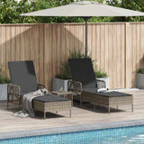 Sun Lounger 3 pcs Poly Rattan Grey and Dark Grey