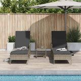 Sun Lounger 3 pcs Poly Rattan Grey and Dark Grey