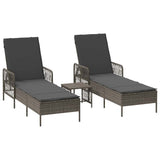 Sun Lounger 3 pcs Grey and Dark Grey 55 x 200 x 92 cm