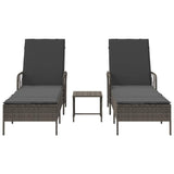Sun Lounger 3 pcs Grey and Dark Grey 55 x 200 x 92 cm