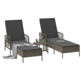 Sun Lounger 3 pcs Grey and Dark Grey 55 x 200 x 92 cm