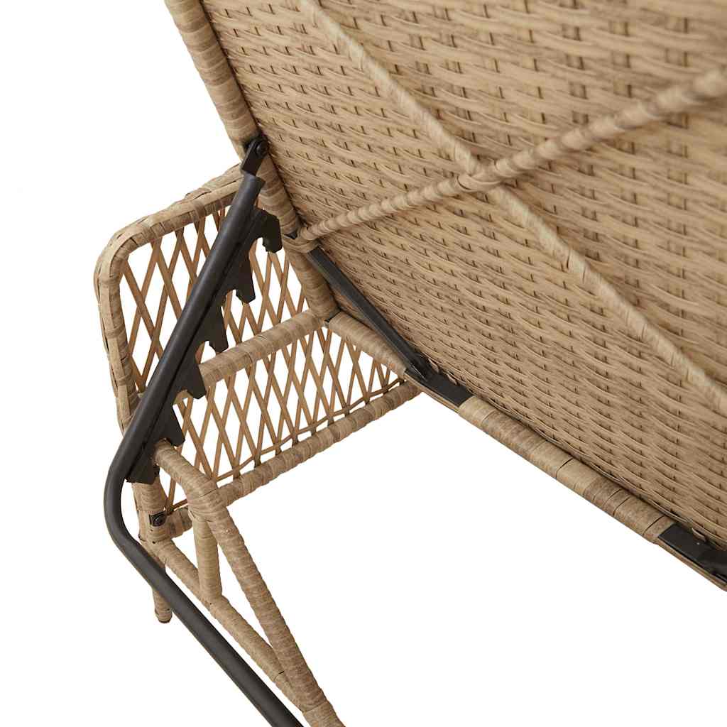 Sun Lounger 3 pcs Poly Rattan Beige and Cream White