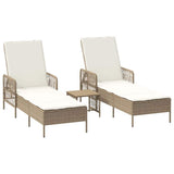 Sun Lounger 3 pcs Beige and Cream White 55 x 200 x 92 cm