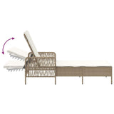 Sun Lounger 3 pcs Poly Rattan Beige and Cream White
