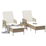 Sun Lounger 3 pcs Beige and Cream White 55 x 200 x 92 cm