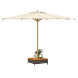Parasol Base Cover Black 70x70x25 cm Poly Rattan and Acacia - Top-Down View