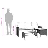 Garden Sofa with Table and Cushions L-Shaped Black Poly Rattan - Extra Image