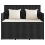 Garden Bench with Cushions Black Poly Rattan - Top-Down View