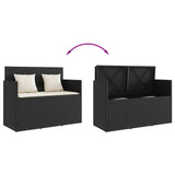 Garden Bench with Cushions Black Poly Rattan - Close-Up Angle