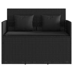 Garden Bench with Cushions Black Poly Rattan