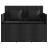 Garden Bench with Cushions Black Poly Rattan - Top-Down View