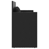 Garden Bench with Cushions Black Poly Rattan - 45-Degree Angle