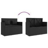 Garden Bench with Cushions Black Poly Rattan
