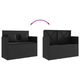 Garden Bench with Cushions Black Poly Rattan - Close-Up Angle