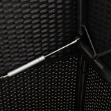 Garden Bench with Cushions Black Poly Rattan - Low Angle