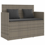 Garden Bench with Cushions Grey Poly Rattan - Front View