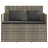Garden Bench with Cushions Grey Poly Rattan - Top-Down View