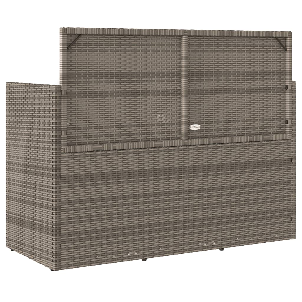 Garden Bench with Cushions Grey Poly Rattan